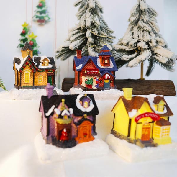 Julepynt, LED-oplyste julelandsbyhuse, honningkagehuse-figurer til julefest-dekoration A (Peng) A
