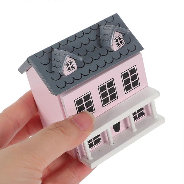 Miniatyrhusprydnad Trädekor för hemmet Rosa mikrolandskap (Peng)
