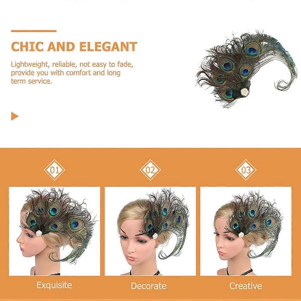 Roaring 20s Flapper Fascinator Hårklämma för dekoration 2 st (Peng) Multi 24X16X2CM