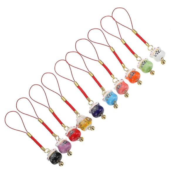 Lyckobringande hängande dekoration Fortune Cat mobilberlock 10-pack (Peng)