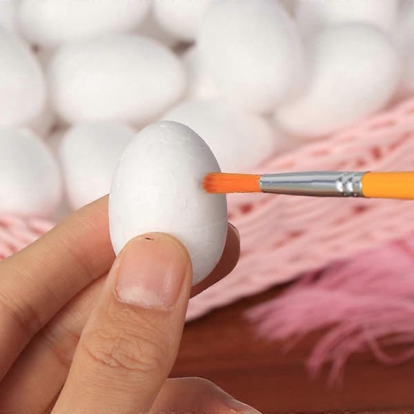 50 st solida vita ägg för barn påsk DIY-pyssel festivaldekoration 4 cm (Peng)