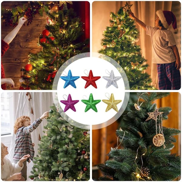Färgglad glitterjulstjärnedekoration för inomhushängning (Pe)