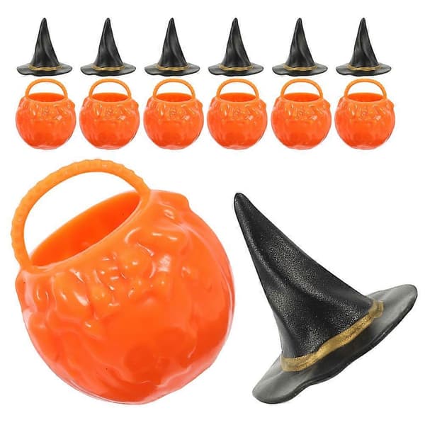 Mini-häxhatt och Halloween-minikittelset för juldekoration 1 set (Peng)