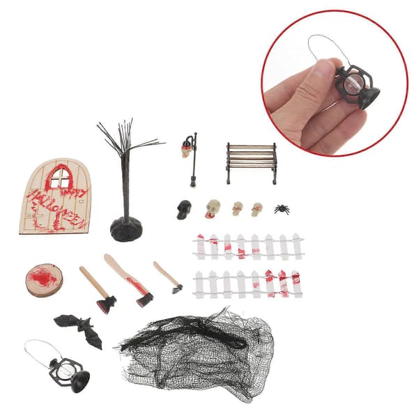 Mini Halloween-figurer Halloween-miniaturer til dekoration 1 sæt sort plast (Peng)