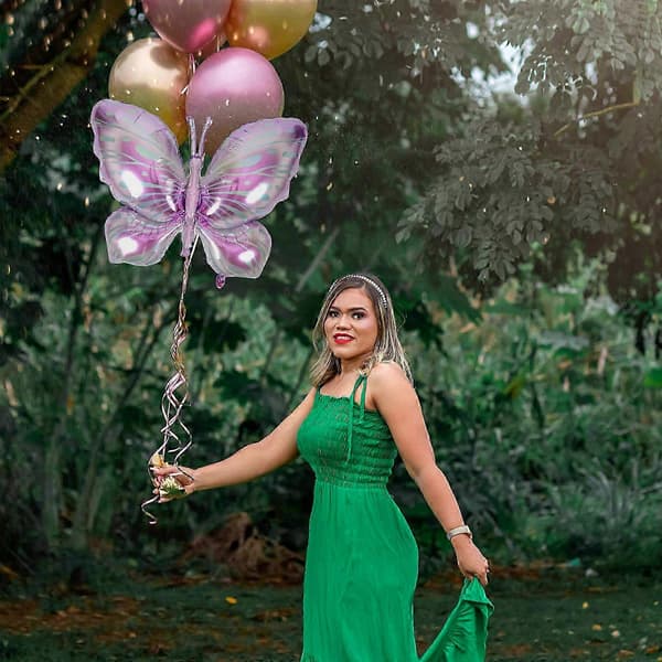 5 stk. børnefødselsdag ballonpynt, fint sommerfugledesign, oppustelige balloner til fester og begivenheder (Peng)
