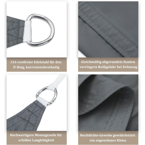 Trekantet solsejl - Mål 3x3x3m - Polyester med høj densitet 180 g/m² ENEAOCT (Pe)