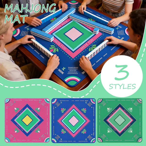 82,3 cm Mahjong-måtte med bæretaske, multifunktionel spillemåtte, skridsikker og støjdæmpende borddug (Peng) Blue