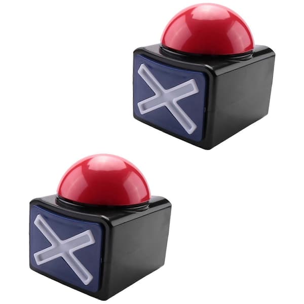 2 st. Game Answer Buzzer, spel-buzzer med ljud och ljus för frågesport och tävlingar (Peng) Black+red