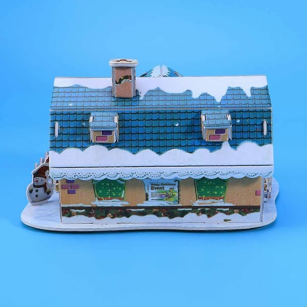 3D-julpussel minihus-kit för dekoration i blandade färger (pingvin)