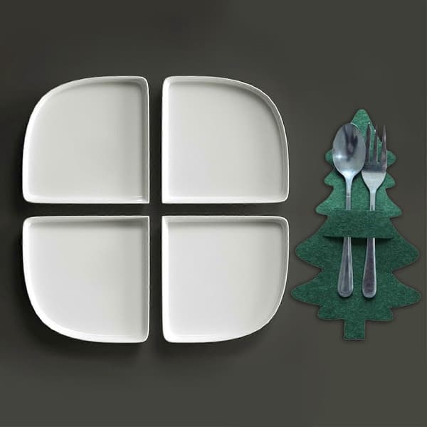 4 st julbestickhållare hållbara fiberduk festlig bordsdekoration förvaringsfickor för bestick (Peng)