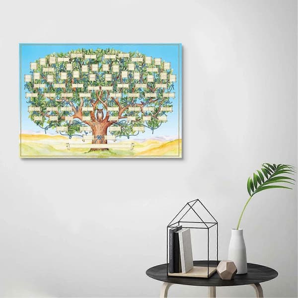 40 x 60 cm Släktträd på canvas, ifyllbar släktforskningstavla, väggkonst (Peng)