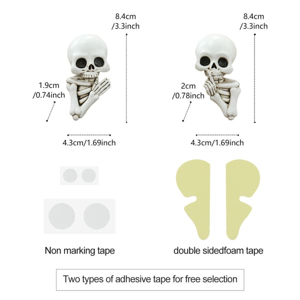 Gotiske stikkontaktdekorationer, sæt med 2 til Halloween (Pe)