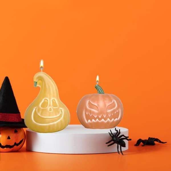 Set med 2 3D-pumpaljusformar, epoxisilikon, heminredning, tvål, Halloween, Ingen (Pe)