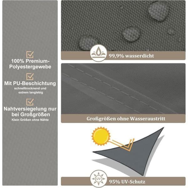 Trekantet solsejl - Mål 3x3x3m - Polyester med høj densitet 180 g/m² ENEAOCT (Pe)