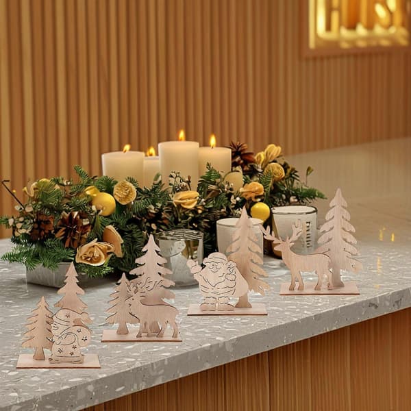 Juldekoration i trä Träprydnad för juldekoration 4 st (Peng)
