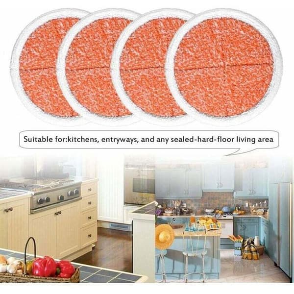 Ersättningsdynor för elektrisk mopp - 4-pack - Diameter 21 cm - Orange - Maskintvättbara ODIPIE (Pe)