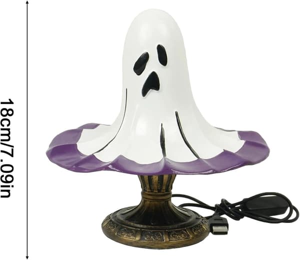 Hat-formet bordlampe i harpiks med USB-natlys og dekorativt design (Pe)