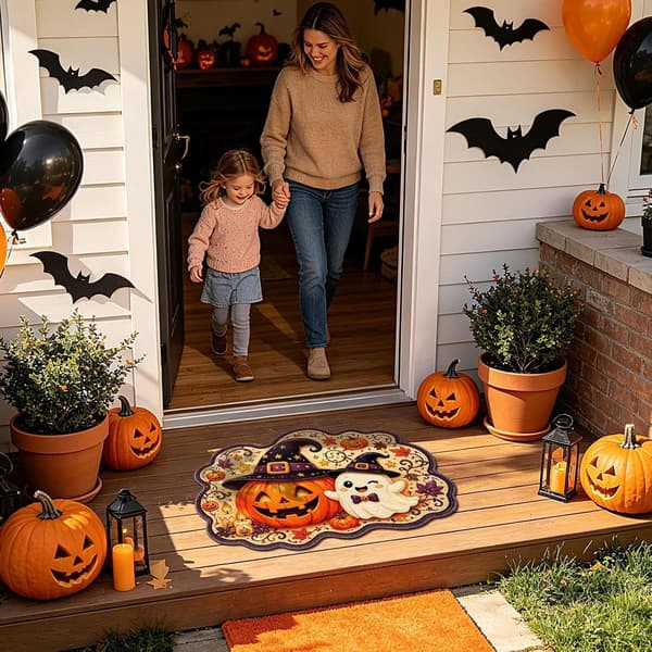 Gotisk Halloween-dörrmatta, halkfri, säsongsdesign, 45x76 cm, 2-pack (Pe)