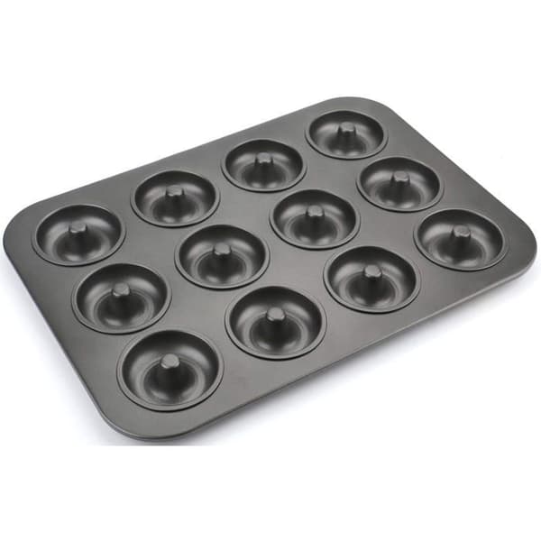 Non-stick stålformar för munkar, 12 hål, set om 2, mått 28x40x2cm, för cupcakes, muffins, choklad (Pe)