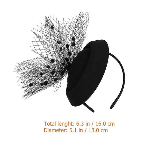 Mesh Fascinator-hatt för kvinnor, hårband för tebjudning, svart (Peng)