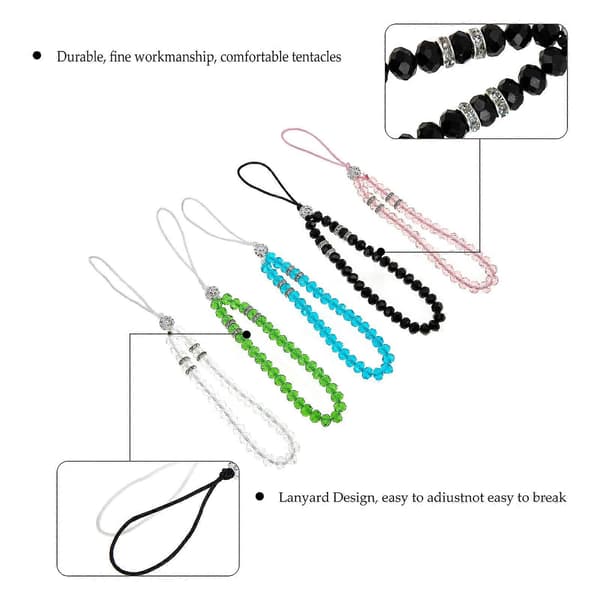 Mobilrem med kristalldekoration, 5-pack mobilband (Peng)