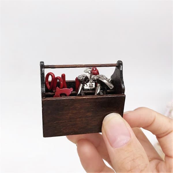 Mini-verktygsskåp Mini-hus reparationsverktyg för 1 set dekoration (Peng)