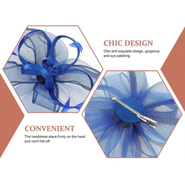 Bröllopsdiadem för dekoration Quill Mesh Fascinator 1 styck (Peng) Blue 31.00X25.00X2.00CM