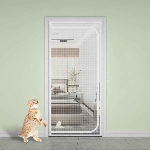 Myggenet - Insektnet dørgardin - 85x205 cm - Hvid - Med lynlås (Pe)