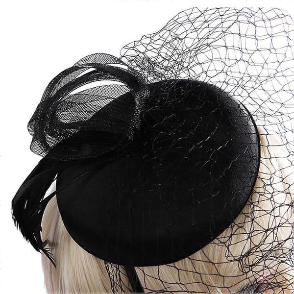 Cocktail Fascinator Huvudbonad för bröllopsfest Håraccessoar 1 st Baskerhatt (Peng)