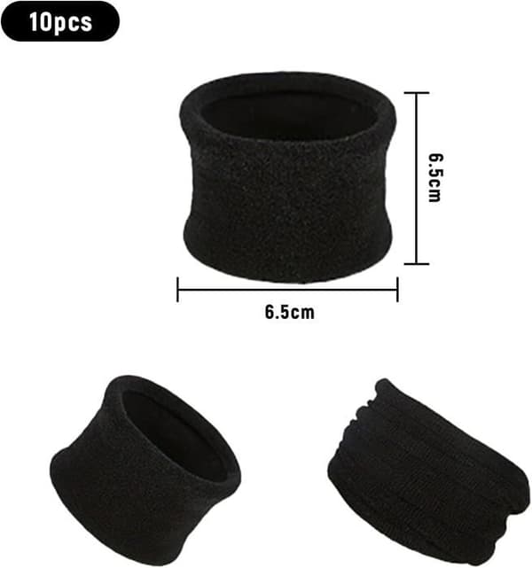 Sæt med 10 hårelastikker til kvinder - Sort - Til hestehaler - Brede - Nylon - Til tykt og tungt hår (Pe)