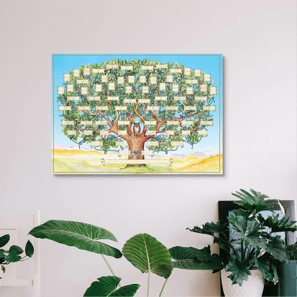 40 x 60 cm Släktträd på canvas, ifyllbar släktforskningstavla, väggkonst (Peng)