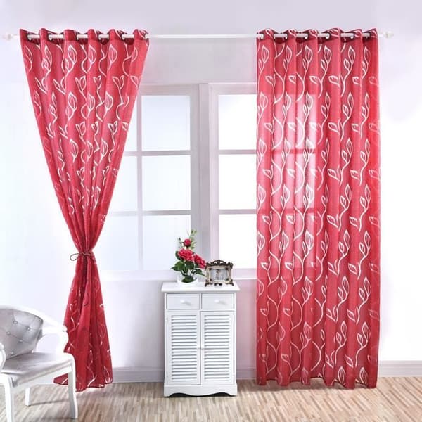 Set med 2 skira gardiner - Heminredning - 100 x 250 cm - Röd (Pe)