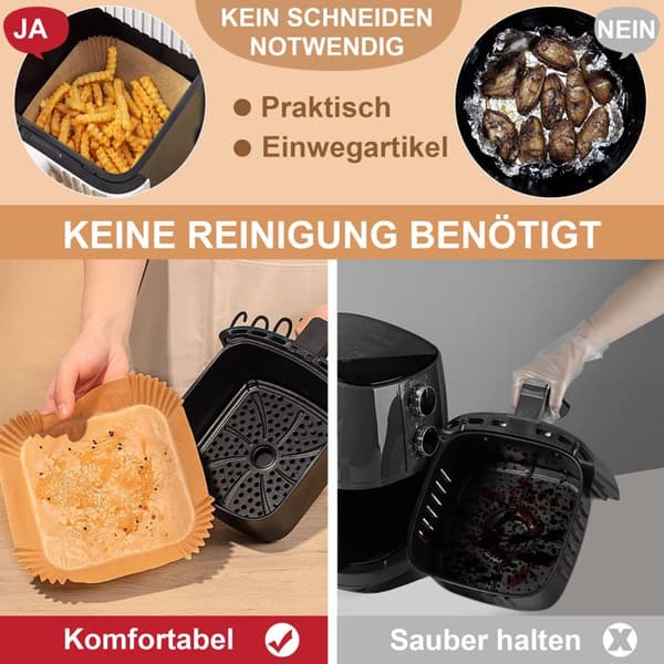 Tillbehör till airfryer, 100 stycken bakplåtspapper, non-stick bakplåtspapper för airfryer (Pe)