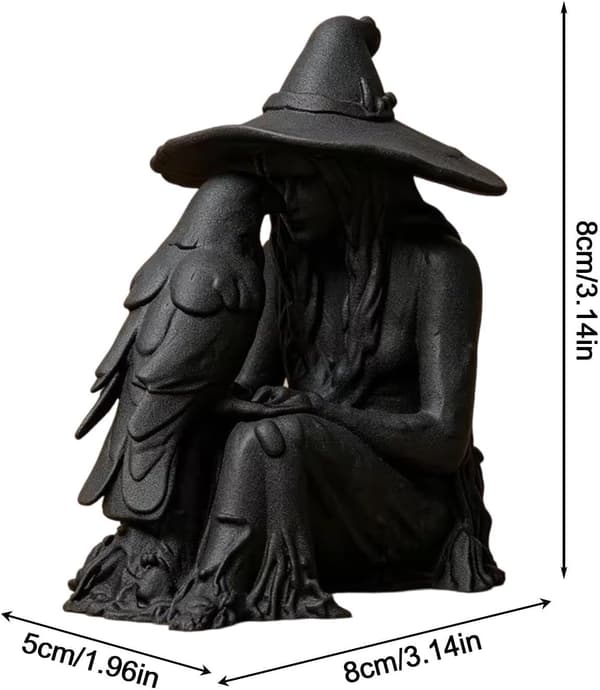 Mörk korp-häxfigur - Spöklik dekoration 7,5 tum (Pe)