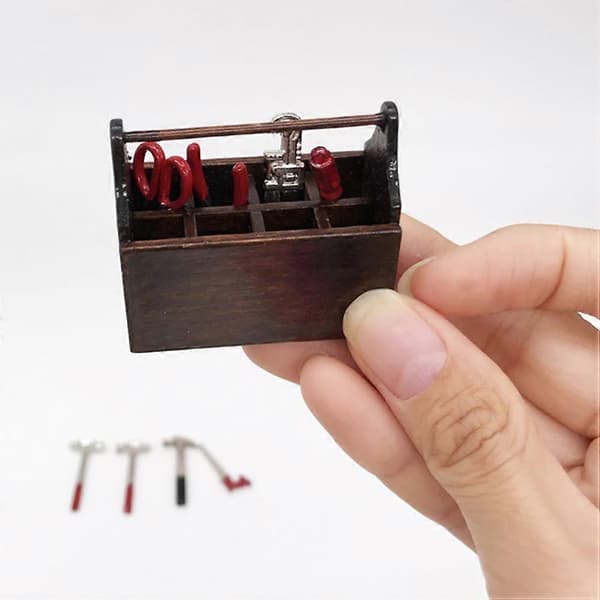Mini-verktygsskåp Mini-hus reparationsverktyg för 1 set dekoration (Peng)