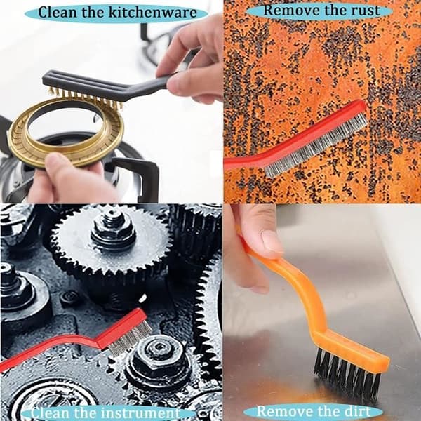 Sæt med 6 metalbørster af messing, rustfrit stål og nylon til rengøring af svejseslagge, rust og snavs (Pe)