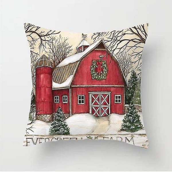 Set med 4 julkuddfodral 45x45 cm för juldekoration julpynt bilar T (Peng)