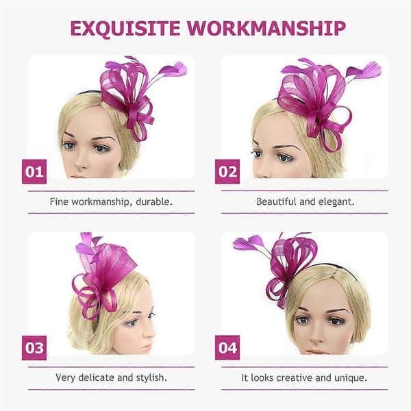 Blommig diadem-fascinator för kvinnor 1 st dekorativ accessoar för tebjudning (Peng)