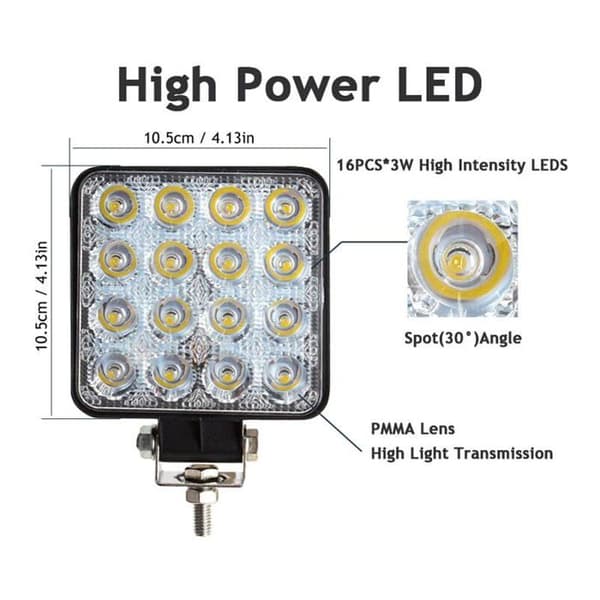 LED-arbejdslys - YYV - 3 tommer - 48W - Flere farver - IP67 vandtæt (Pe)
