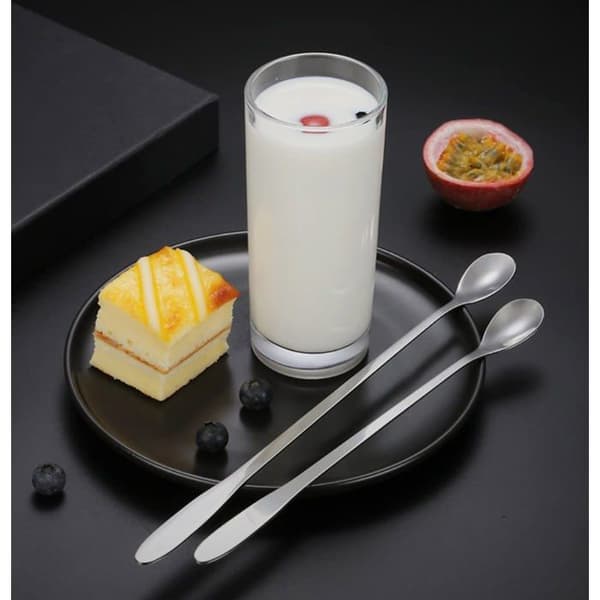 Lang Latte Ske - 6 Stykker, 22 cm - Poleret Rustfrit Stål - Cocktail Dessert Ingen (Pe)