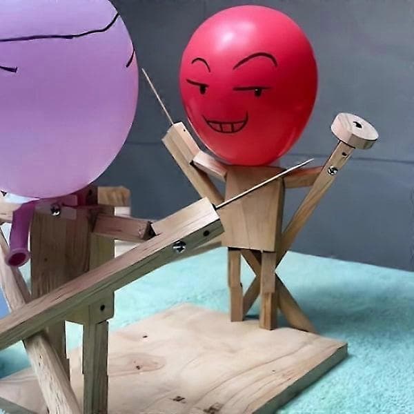 Balloon Bamboo Fighting Game för två, 2024 Nytt handgjort träspel (Peng)