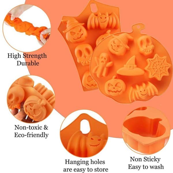 Set med 2 Halloween-pumpa höst-silikonformar, hembakning (Ingen) (Pe)