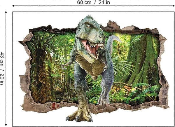 Dinosaurie skog väggdekaler 3D krossad väggdekor konst för pojkrum barnkammare DIY Multi - (Peng)