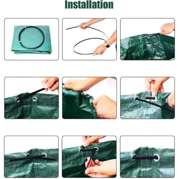 2-pack kraftiga trädgårdsavfallssäckar - 300L återanvändbara trädgårdssäckar med handtag - Vattentät polypropen, hopfällbara (Peng)