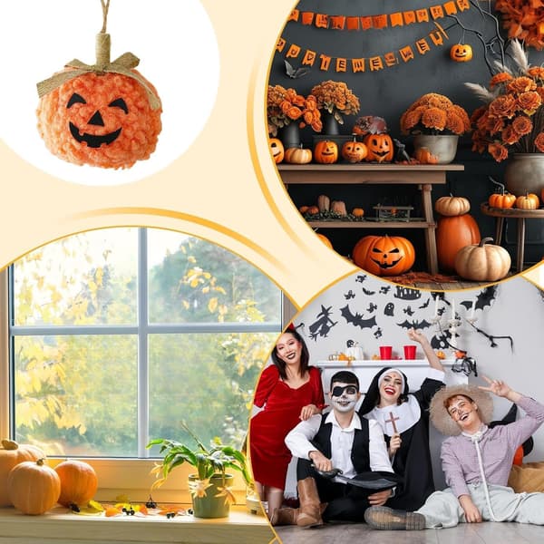 Smilende Flocked Dukker Halloween Trædekorationer 4-pak (Pe)