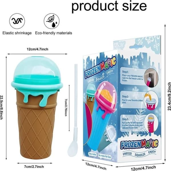 Slushy Maker Magic Squeeze Cup, Glasskopp, Snabbfryst Slushmaskin, Rolig Slushkopp för att göra Milkshakes (Brun) (Pe)