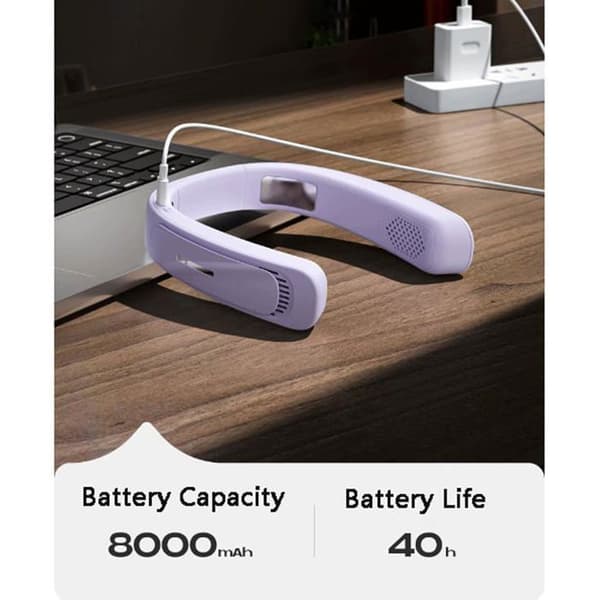 Bärbar fläkt, liten bärbar fläkt driven av ett 5000 mAh uppladdningsbart batteri, kylande luftflöde (Pe)