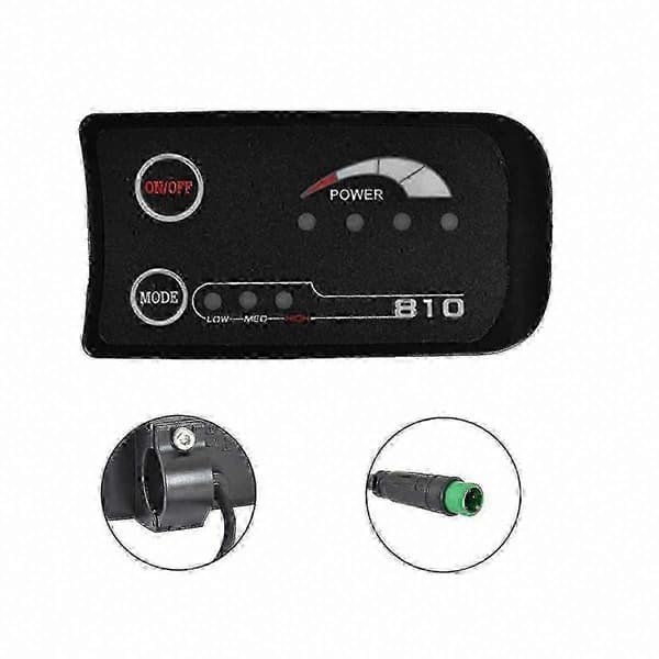 36V 5-stifts UART LED-displaymätare S810 för elcykel 22,2 mm styre (Peng) Black