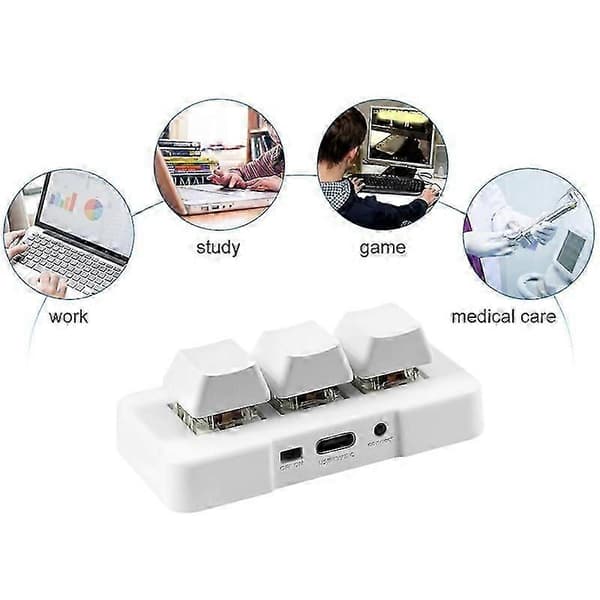 MK321BT Bluetooth 5.1 3-knappars anpassningsbar makro-knappsats för spel och kontor (Peng) White