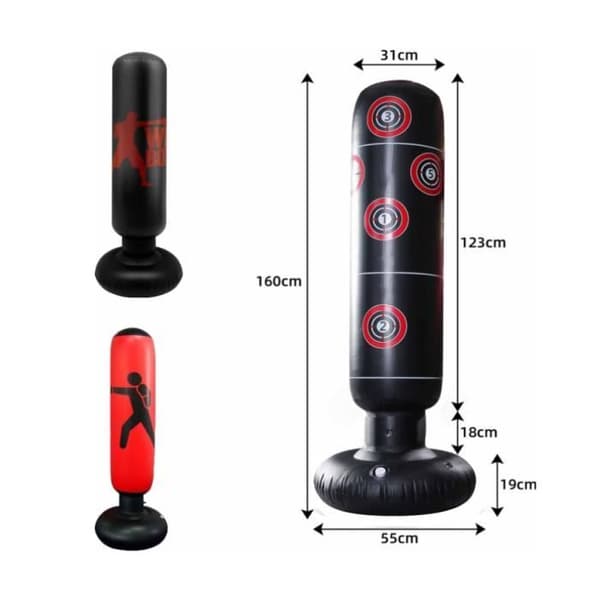 Uppblåsbar boxningssäck - 160 cm - Slitstark PVC - Med pump - För vuxna (Pe)